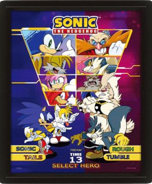 Sonic The Hedgehog: Select Your Fighter 3D Lenticular Framed Poster (26cm x 20cm)