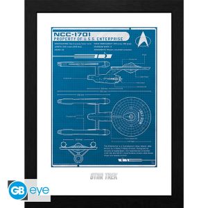 Star Trek: „Plan der USS Enterprise“ gerahmter Druck (30 x 40 cm)