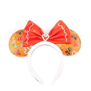 Loungefly Disney: Gingerbread All Over Print Patent Bow Heart Headband Preorder