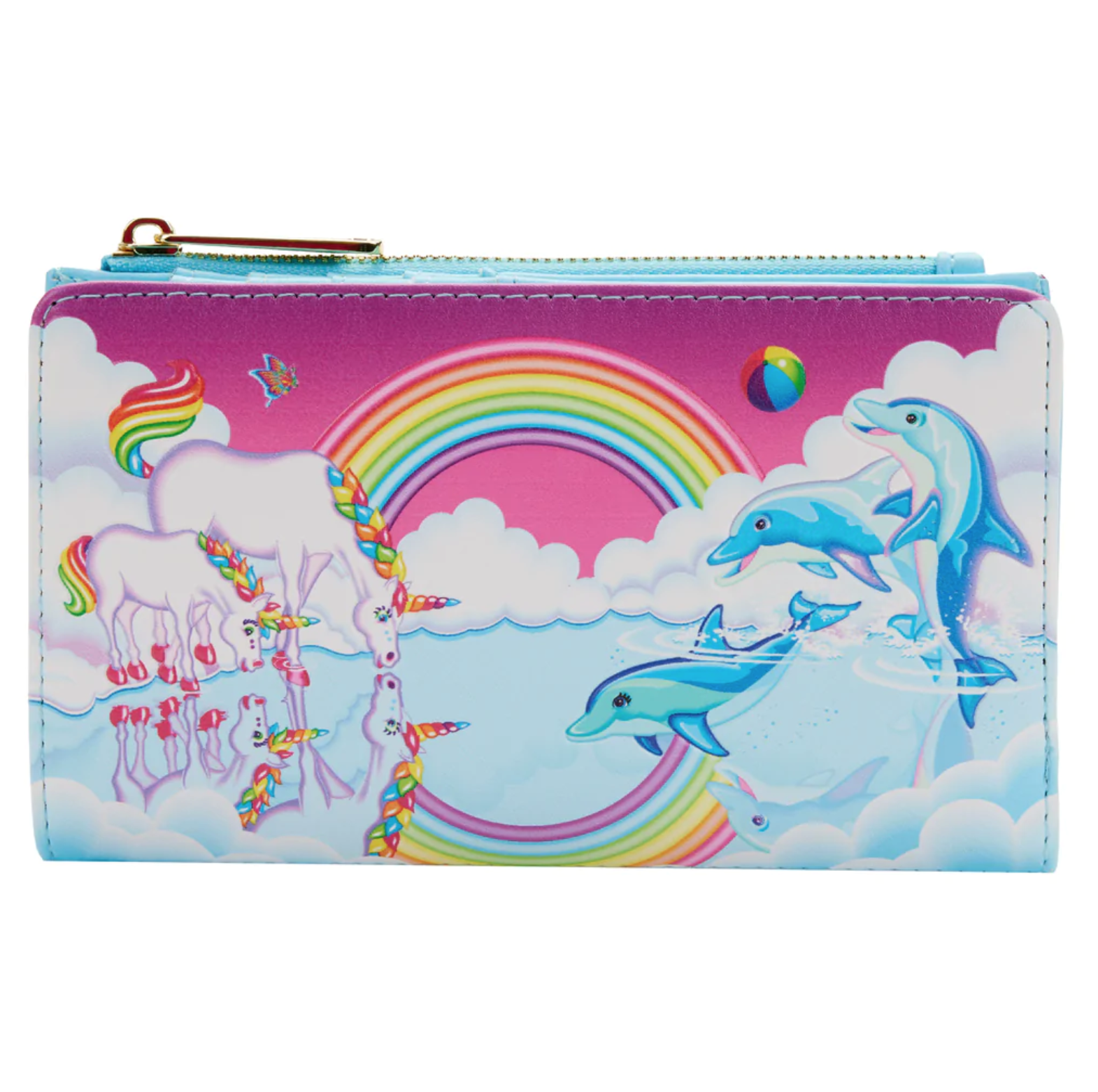  Loungefly Lisa Frank Iridescent Flap Wallet : Clothing