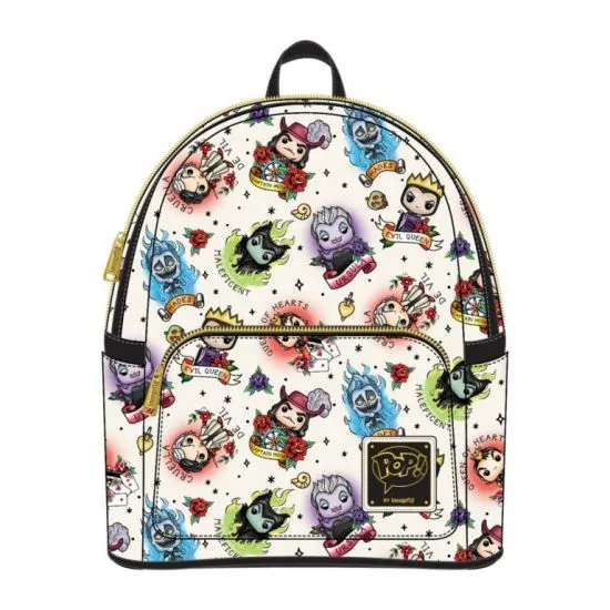 POP by LF Disney Villains Tattoo AOP Mini Backpack by LOUNGEFLY