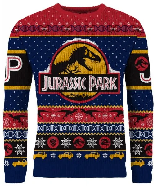 Vedhæft til indstudering mærke Buy the Jurassic Park Ugly Christmas Sweater (Free Shipping) - Merchoid